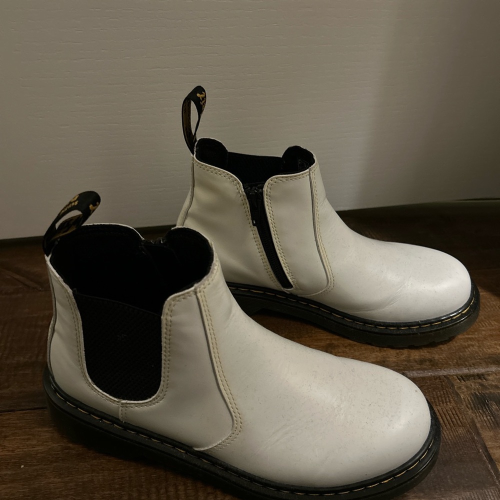 Dr. Martens White Leather Ankle Boots